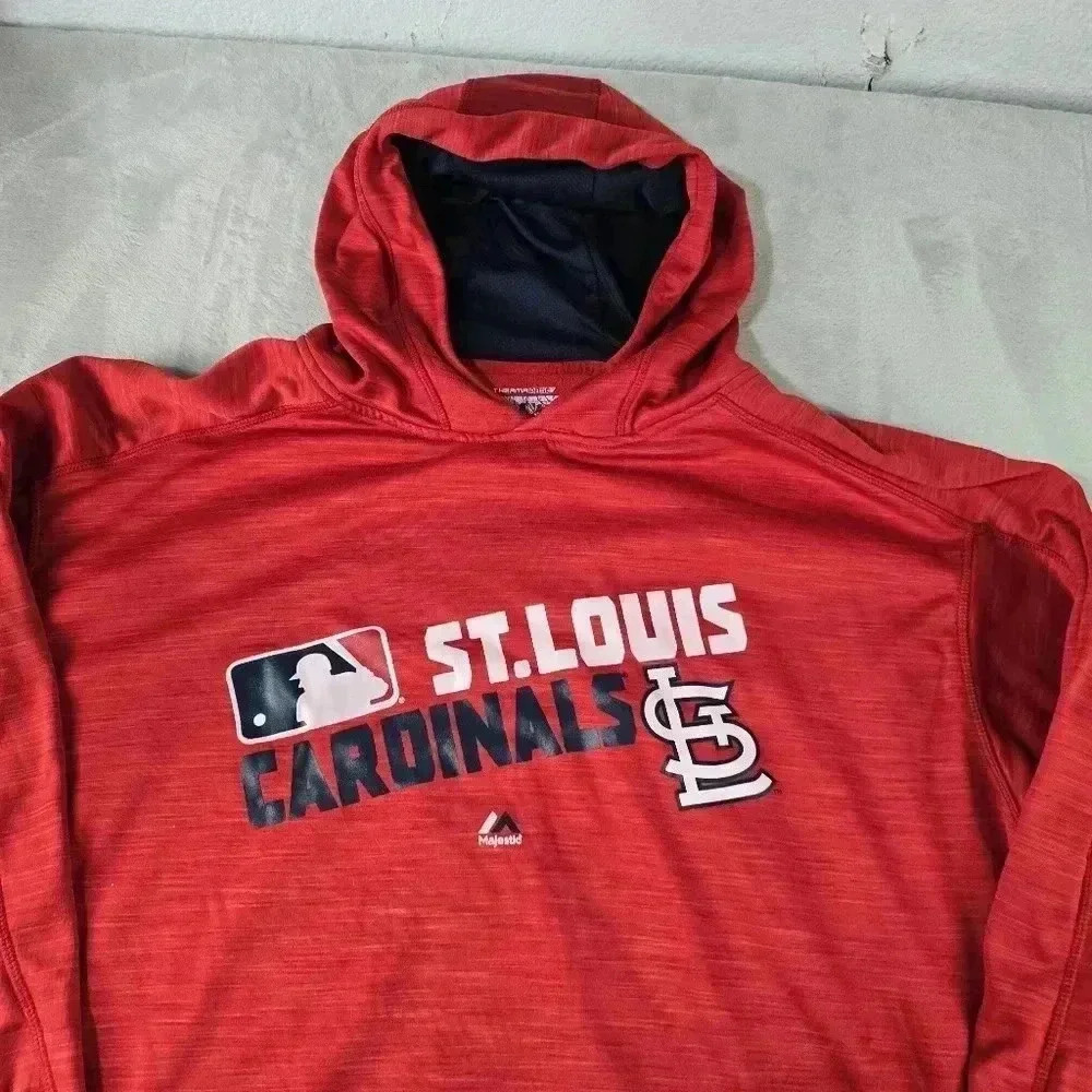 Majestic St Louis Cardinals Hoodie Sweater Red Sz 2XLT - Picture 3 of 6